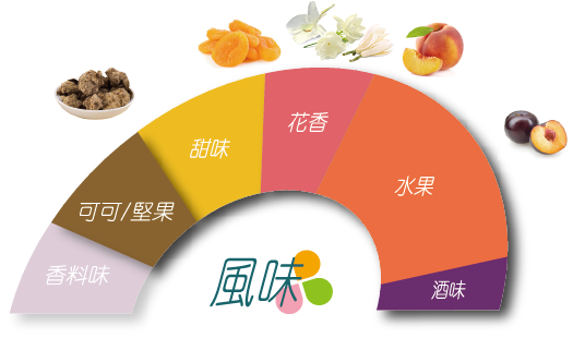 大嘴鳥莊園日曬藝伎的風味輪有花香、甜桃、李子、莓果、黑糖、酸質明亮、尾韻綿長